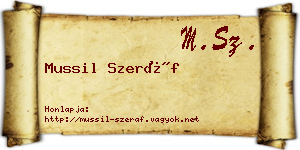 Mussil Szeráf névjegykártya